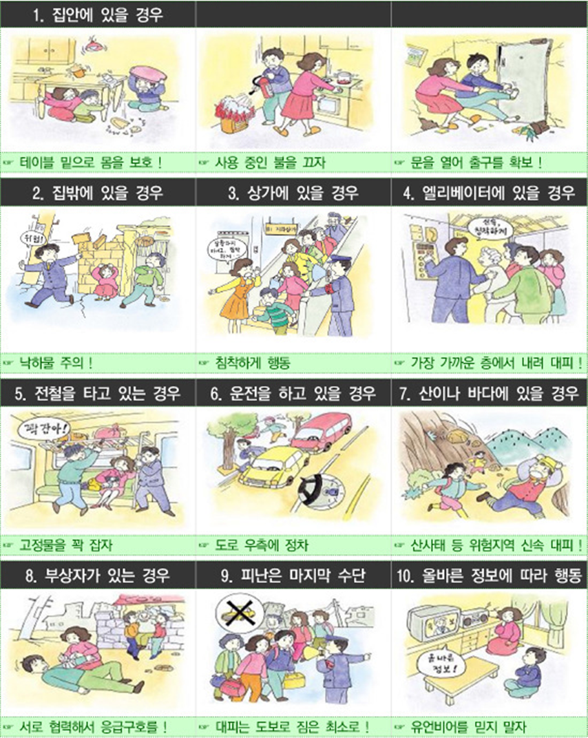 지진발생대비 행동요령